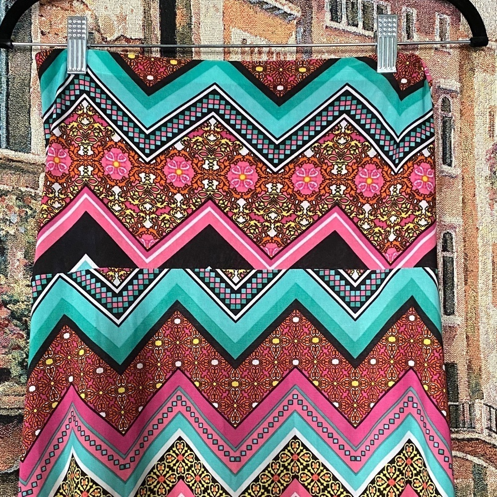2 in 1 Colorful Chevron Maxi Skirt or Tube Top Dress - Picture 2 of 2